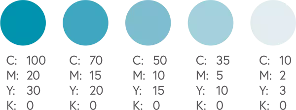 چارت انواع رنگ آبی CMYK 2 - چاپ سنگی
