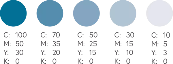 چارت انواع رنگ آبی CMYK 3- چاپ سنگی