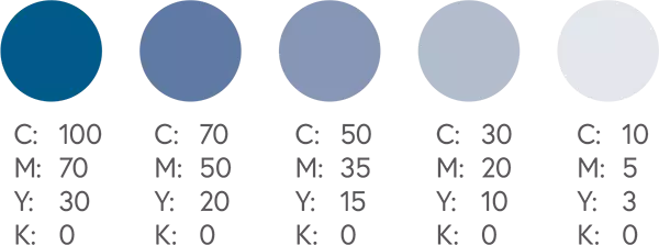 چارت انواع رنگ آبی CMYK 4- چاپ سنگی
