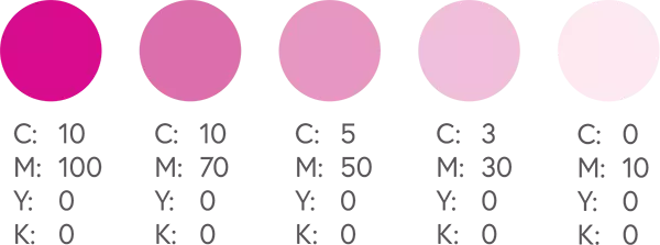 چارت انواع رنگ صورتی CMYK 1 - چاپ سنگی