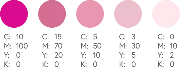 چارت انواع رنگ صورتی CMYK 2 - چاپ سنگی