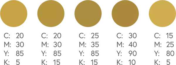 چارت انواع رنگ طلایی CMYK 2 - چاپ سنگی