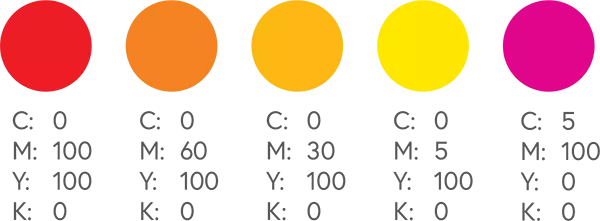چارت رنگ های روشن CMYK 1 - چاپ سنگی