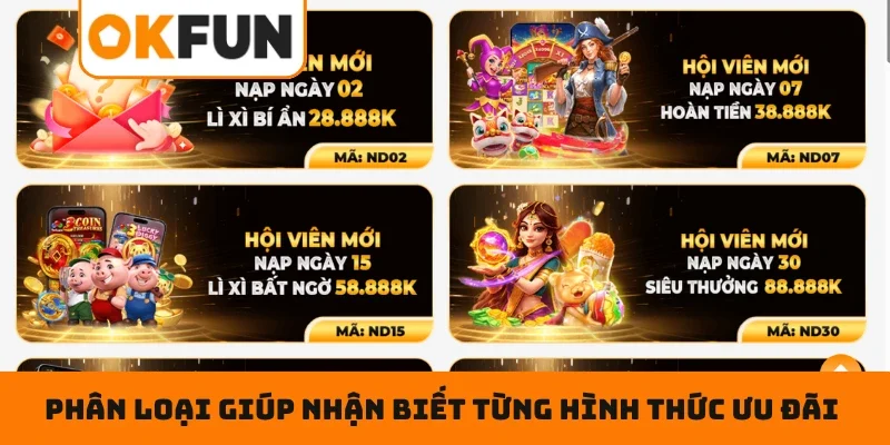 Phân loại rõ ràng giúp nhận biết từng hình thức ưu đãi cụ thể